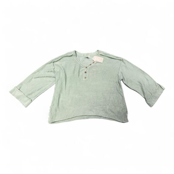 Wonderly Women's Drop Shoulder Henley Sweater Mint Green Size XXL - Picture 1 of 9